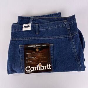 Carhartt Relaxed Fit Flannel Lined Denim Jeans Mens B21 DST 48X30 NWT NOS